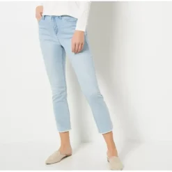 Laurie Felt Reg_Daisy Denim Crop Easy Skinny Jeans w/ with Raw Hem - a world of fashionable women's clothing, including a wide selection of dresses and trendy accessories.< Shop All