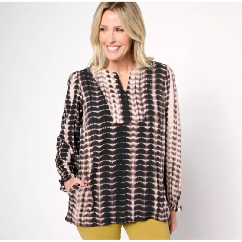 LOGO by Lori Goldstein Long Sleeve Tie Dye Pullover Shirt - a world of fashionable women's clothing, including a wide selection of dresses and trendy accessories.< Fashion