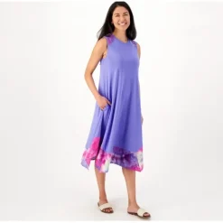 LOGO by Lori Goldstein Regular Rayon 230 Dress with Tie-Dye Hem - a world of fashionable women's clothing, including a wide selection of dresses and trendy accessories.< Dresses