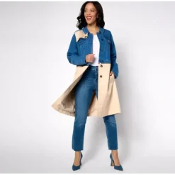 Peace Love World Black Label Mixed Media Button Trench - a world of fashionable women's clothing, including a wide selection of dresses and trendy accessories.> Best