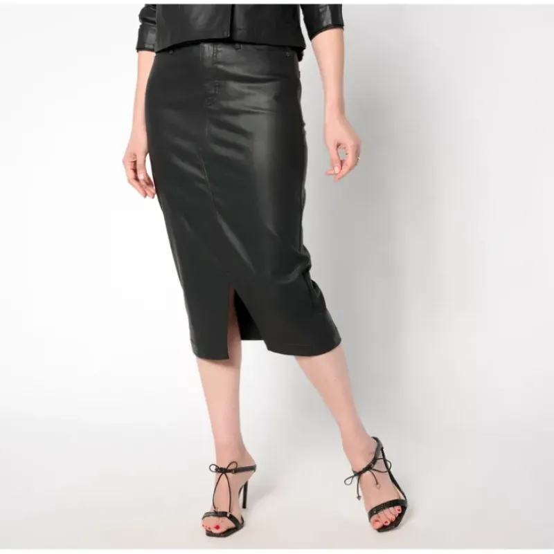 Peace Love World Black Label Petite Coated Denim Skirt - a world of fashionable women's clothing, including a wide selection of dresses and trendy accessories.> Discount