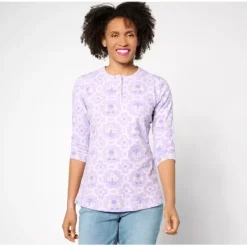 Printed Texture Knit Henley Long Sleeve Top - a world of fashionable women's clothing, including a wide selection of dresses and trendy accessories.< Fashion