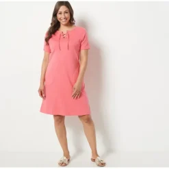 Quacker Factory Grommet Lace Up Dress with Pockets - a world of fashionable women's clothing, including a wide selection of dresses and trendy accessories.< Dresses