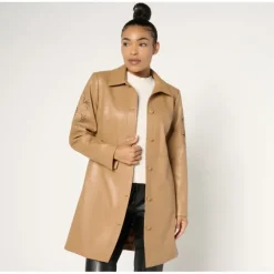 Signature Faux Leather Long Jacket w/ Rose Stitch - a world of fashionable women's clothing, including a wide selection of dresses and trendy accessories.> Fashion