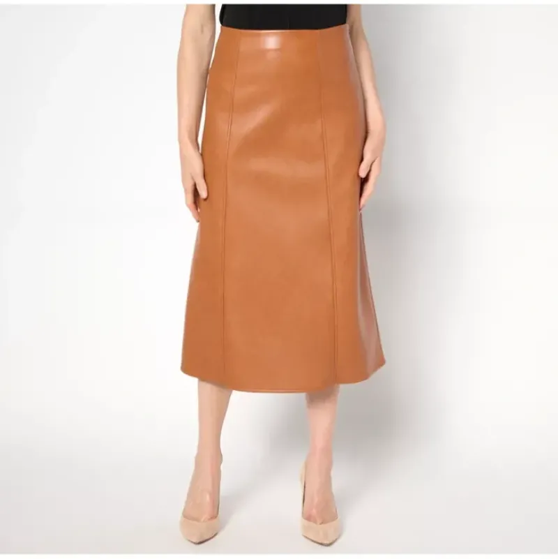 Studio Park x Ali Carr Petite Faux Leather Midi Skirt - a world of fashionable women's clothing, including a wide selection of dresses and trendy accessories.> New