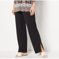 Susan Graver Every Day Regular Liquid Knit Wide-Leg Pants - a world of fashionable women's clothing, including a wide selection of dresses and trendy accessories.< Fashion