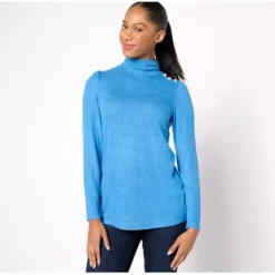 Susan Graver Lifestyle Heather Brushed Knit Ruched Top - a world of fashionable women's clothing, including a wide selection of dresses and trendy accessories.< Fashion