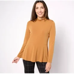 Susan Graver Modern Essentials Liquid Knit Peplum Top - a world of fashionable women's clothing, including a wide selection of dresses and trendy accessories.< Fashion