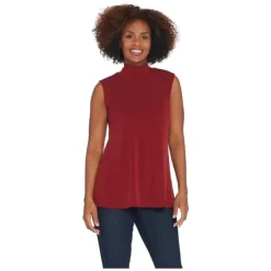 Susan Graver Modern Essentials Liquid Knit Mock Neck Top - a world of fashionable women's clothing, including a wide selection of dresses and trendy accessories.< Fashion
