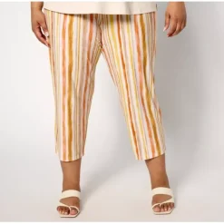 Susan Graver Petite Printed Liquid Knit Straight-Leg Crop Pants - a world of fashionable women's clothing, including a wide selection of dresses and trendy accessories.< Dresses