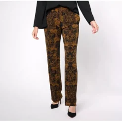 Susan Graver Petite Printed Liquid Knit Sofia Straight Pants - a world of fashionable women's clothing, including a wide selection of dresses and trendy accessories.< Fashion