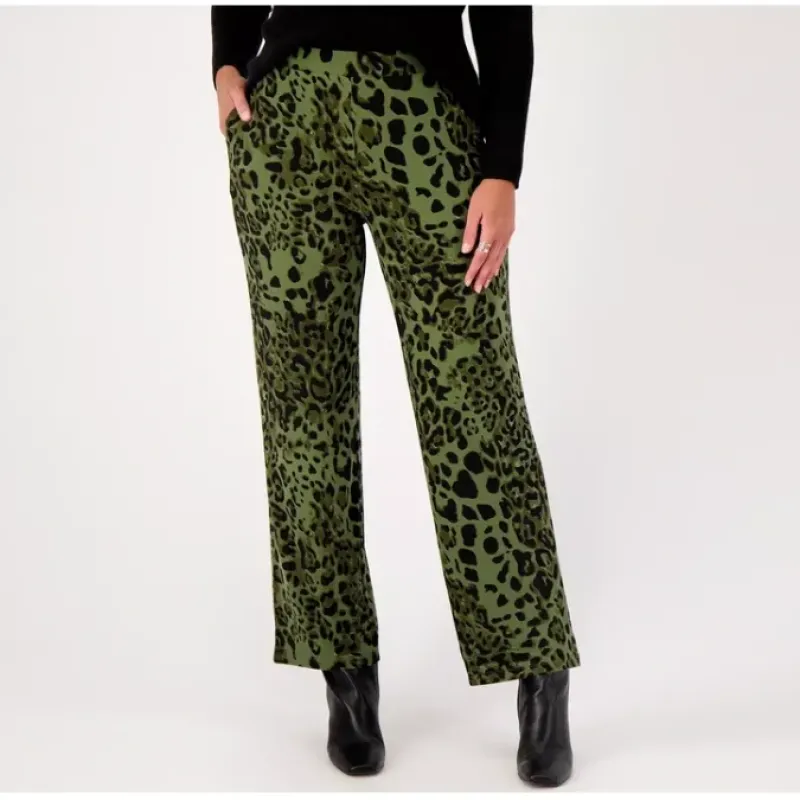 Susan Graver Petite Printed Liquid Knit Wide Leg Pull On Pants - a world of fashionable women's clothing, including a wide selection of dresses and trendy accessories.< Fashion