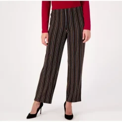 Susan Graver Petite Printed Liquid Knit Pull On Wide Leg Pants - a world of fashionable women's clothing, including a wide selection of dresses and trendy accessories.< Fashion