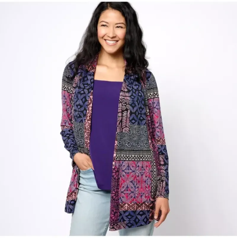 Susan Graver Petite Printed Liquid Knit Cardigan Solid Tank Set - a world of fashionable women's clothing, including a wide selection of dresses and trendy accessories.> Best