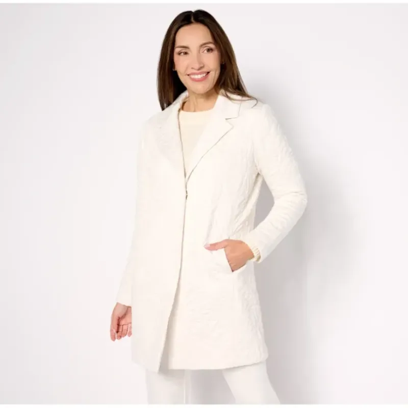 Susan Graver Petite Quilted Knit Notch Collar Fully Lined Jacket - a world of fashionable women's clothing, including a wide selection of dresses and trendy accessories.> Outlet