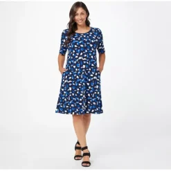 Susan Graver Print or Solid Liquid Knit Fit Flare Dress - a world of fashionable women's clothing, including a wide selection of dresses and trendy accessories.< Dresses