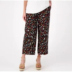 Susan Graver PURE Reg Printed Woven Wide-Leg Crop Pants - a world of fashionable women's clothing, including a wide selection of dresses and trendy accessories.< Fashion