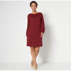 Susan Graver Regular Cable Sweater Knit Bateau Neck Dress - a world of fashionable women's clothing, including a wide selection of dresses and trendy accessories.< Dresses