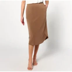 Susan Graver Regular Modern Essentials Curve Hem Skirt - a world of fashionable women's clothing, including a wide selection of dresses and trendy accessories.> Online