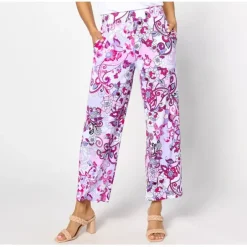 Susan Graver Regular Printed Liquid Knit Wide Leg Ankle Pants - a world of fashionable women's clothing, including a wide selection of dresses and trendy accessories.< Fashion