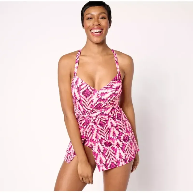 Susan Graver Soleil Knotted Side Swim Dress - a world of fashionable women's clothing, including a wide selection of dresses and trendy accessories.< Dresses