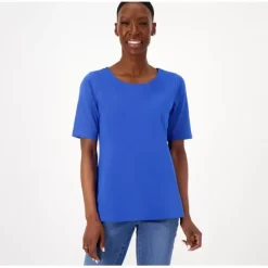 Susan Graver Weekend Essentials Cotton Modal Ballet-Neck Top - a world of fashionable women's clothing, including a wide selection of dresses and trendy accessories.< Dresses