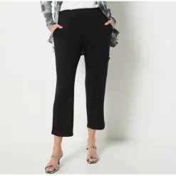 Susan Graver Weekend Petite Jersey Knit Crop Cargo Pants - a world of fashionable women's clothing, including a wide selection of dresses and trendy accessories.< Shop All