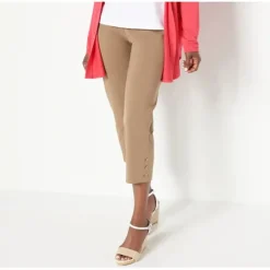 Susan Graver Weekend Petite Premium Stretch Crop Pants w/ Button - a world of fashionable women's clothing, including a wide selection of dresses and trendy accessories.< Shop All