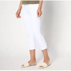 Susan Graver Weekend Petite Premium Stretch Slim Leg Crop Pant - a world of fashionable women's clothing, including a wide selection of dresses and trendy accessories.< Shop All