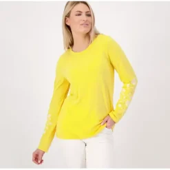 Susan Graver Weekend Petite Cotton Tunic w/ Sleeve Embroidery - a world of fashionable women's clothing, including a wide selection of dresses and trendy accessories.< Shop All