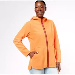 Susan Graver Weekend Polar Fleece Hooded Jacket W/Contrast Trim - a world of fashionable women's clothing, including a wide selection of dresses and trendy accessories.< Shop All