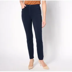 Susan Graver Weekend Regular Premium Stretch Jean Pocket Zip Front Pants - a world of fashionable women's clothing, including a wide selection of dresses and trendy accessories.< Dresses