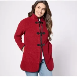 Susan Graver Weekend Regular Knit Boucle Toggle Closure Jacket - a world of fashionable women's clothing, including a wide selection of dresses and trendy accessories.< Shop All