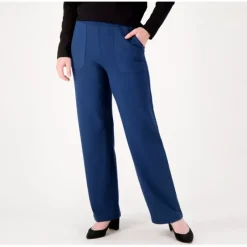 Susan Graver Weekend Regular Heather Brushed Knit Wide Leg Pants - a world of fashionable women's clothing, including a wide selection of dresses and trendy accessories.< Fashion