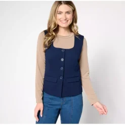 Tailored by Susan Graver Smart Ponte 350 Square-Neck Vest - a world of fashionable women's clothing, including a wide selection of dresses and trendy accessories.< Fashion