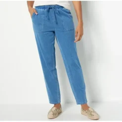 Tall Comfy Knit Air Denim Tapered Leg Pant w/ Pockets - a world of fashionable women's clothing, including a wide selection of dresses and trendy accessories.< Fashion