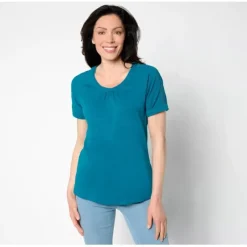 Texture Knit Round Neck Short Sleeve Lace Detail Top - a world of fashionable women's clothing, including a wide selection of dresses and trendy accessories.< Fashion