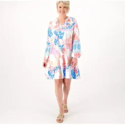 Tolani Long Sleeve Dress with Tiered Hemline and Pockets - a world of fashionable women's clothing, including a wide selection of dresses and trendy accessories.< Dresses