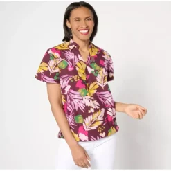 Tropical Palm Printed Dolman Short Sleeve Top - a world of fashionable women's clothing, including a wide selection of dresses and trendy accessories.< Fashion