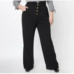 Unique Vintage Black Buttoned Wide Leg Trousers - a world of fashionable women's clothing, including a wide selection of dresses and trendy accessories.< Fashion