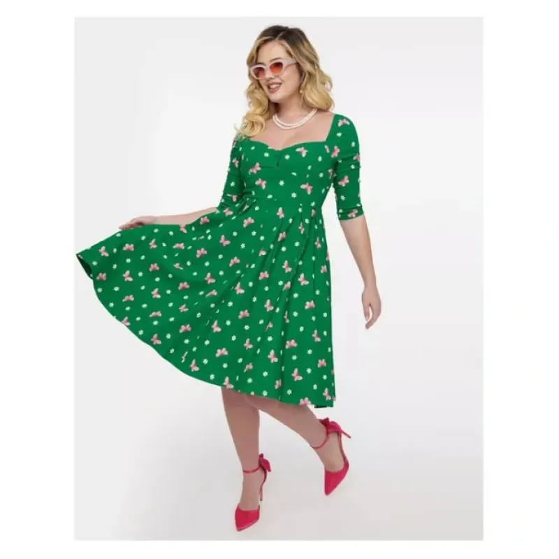 Unique Vintage Butterfly Stamp Print Swing Dress - a world of fashionable women's clothing, including a wide selection of dresses and trendy accessories.< Dresses