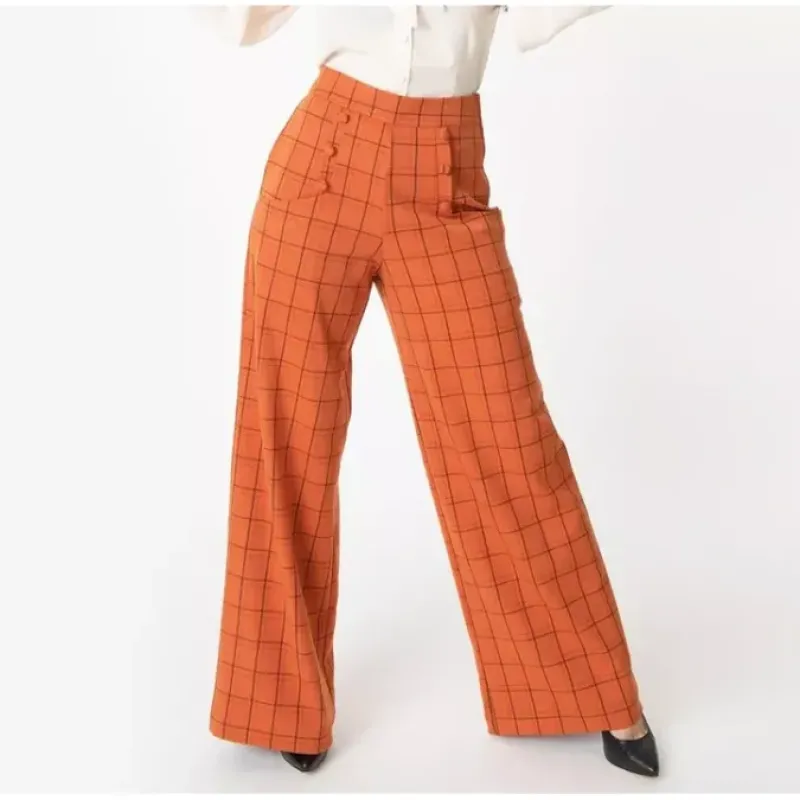 Unique Vintage Navy Orange Plaid High Waist Sailor Ginger Pa - a world of fashionable women's clothing, including a wide selection of dresses and trendy accessories.< Fashion