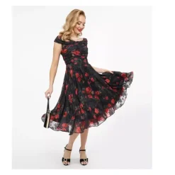 Unique Vintage Off the Shoulder Draped Swing Dress - a world of fashionable women's clothing, including a wide selection of dresses and trendy accessories.< Dresses