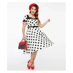 Unique Vintage 1950s White Black Polka Dot Swing Dress - a world of fashionable women's clothing, including a wide selection of dresses and trendy accessories.< Dresses
