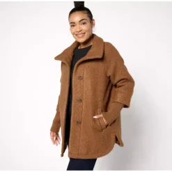 Weatherproof Boucle Car Coat with Knit Sleeves - a world of fashionable women's clothing, including a wide selection of dresses and trendy accessories.> Best