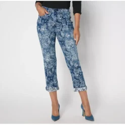 Women With Control Regular Jacquard Denim Crop Pants - a world of fashionable women's clothing, including a wide selection of dresses and trendy accessories.< Shop All