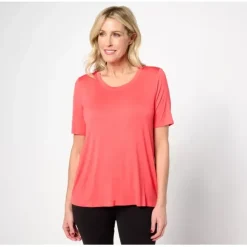 zuda Scoop Neck Short Sleeve Top with Keyhole Back - a world of fashionable women's clothing, including a wide selection of dresses and trendy accessories.< Shop All