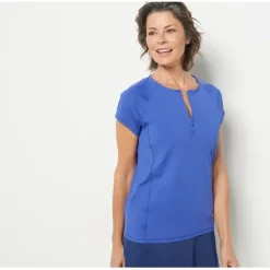 zuda UPF50 Short Sleeve Swim Shirt - a world of fashionable women's clothing, including a wide selection of dresses and trendy accessories.< Shop All