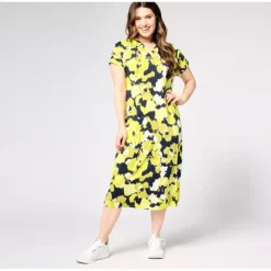 zuda Z-Cool Petite Ruched Shoulder Short Sleeve Dress - a world of fashionable women's clothing, including a wide selection of dresses and trendy accessories.> Discount