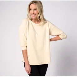 zuda Z-Knit 3/4 Puff Sleeve Pullover - a world of fashionable women's clothing, including a wide selection of dresses and trendy accessories.< Shop All
